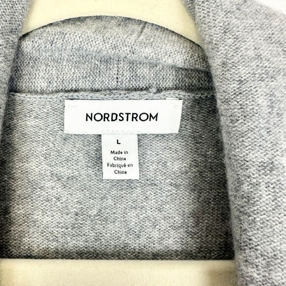 Nordstrom Wool Cashmere Longline Cardigan Size Large Midi Pockets Quet Luxury - Picture 5 of 6